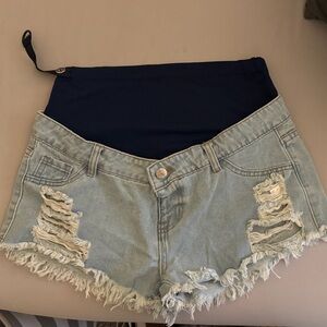 SHEIN Light Blue Distressed Jean Shorts
